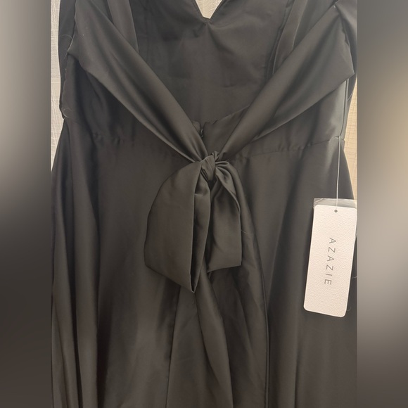 Azazie Black Satin Dress - Picture 4 of 10